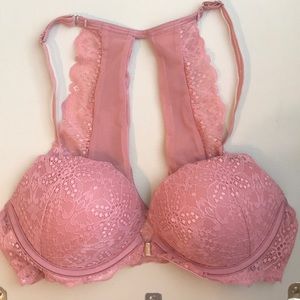 PINK 34 C PINK LACE PUSH UP BRA